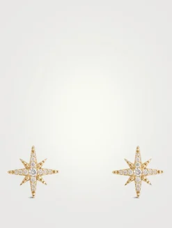14K Gold Starburst Earrings With Diamonds
