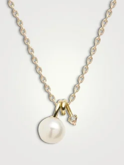 14K Gold Swirl Pendant Necklace With Diamond