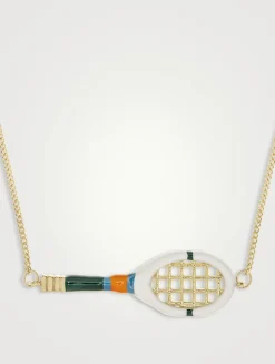 9K Gold Tennis Enamel Pendant Necklace