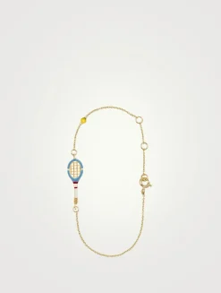 9K Gold Tennis Pelota Enamel Bracelet