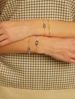 9K Gold Tennis Pelota Enamel Bracelet