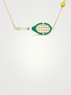 9K Gold Tennis Pelota Enamel Necklace