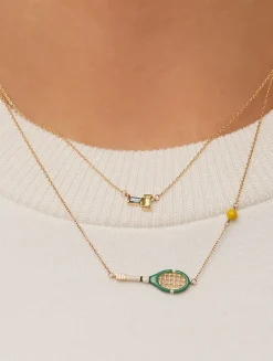 9K Gold Tennis Pelota Enamel Necklace