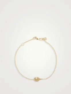 14K Gold Tennis Racquet Bracelet With Diamonds