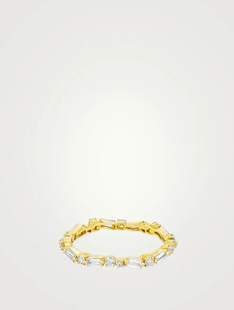 18K Gold Thin Mix Diamond Eternity Band