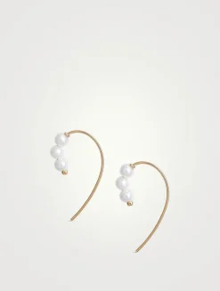 14K Gold Triple Baby Pearl Hook Earrings