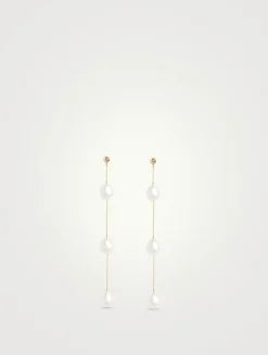 14K Gold Triple Baroque Pearl Earrings