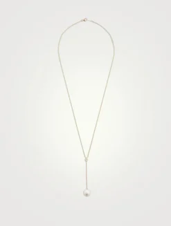 14K Gold Y-Chain Necklace With Pearl And Diamond