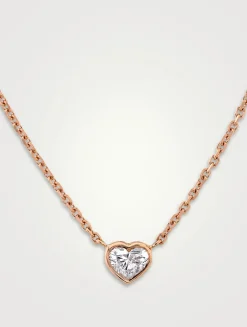 18K Rose Gold Bezel Heart Diamond Necklace
