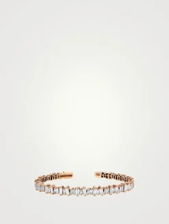18K Rose Gold Bold Diamond Bangle Bracelet