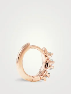 18K Rose Gold Bold Diamond Huggie Hoop Earrings