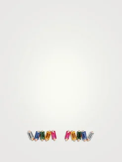 18K Rose Gold Bold Rainbow Sapphire Stud Earrings