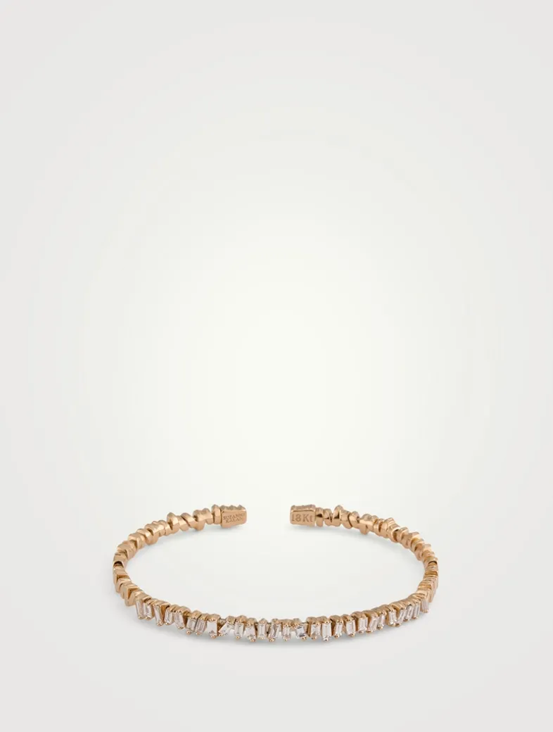 18K Rose Gold Classic Diamond Bangle Bracelet