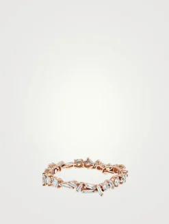 18K Rose Gold Classic Diamond Wavy Eternity Band