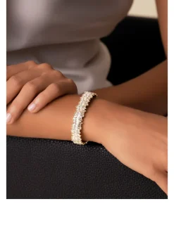 18K Rose Gold Classic Full Diamond Baguette Milli Bangle Bracelet