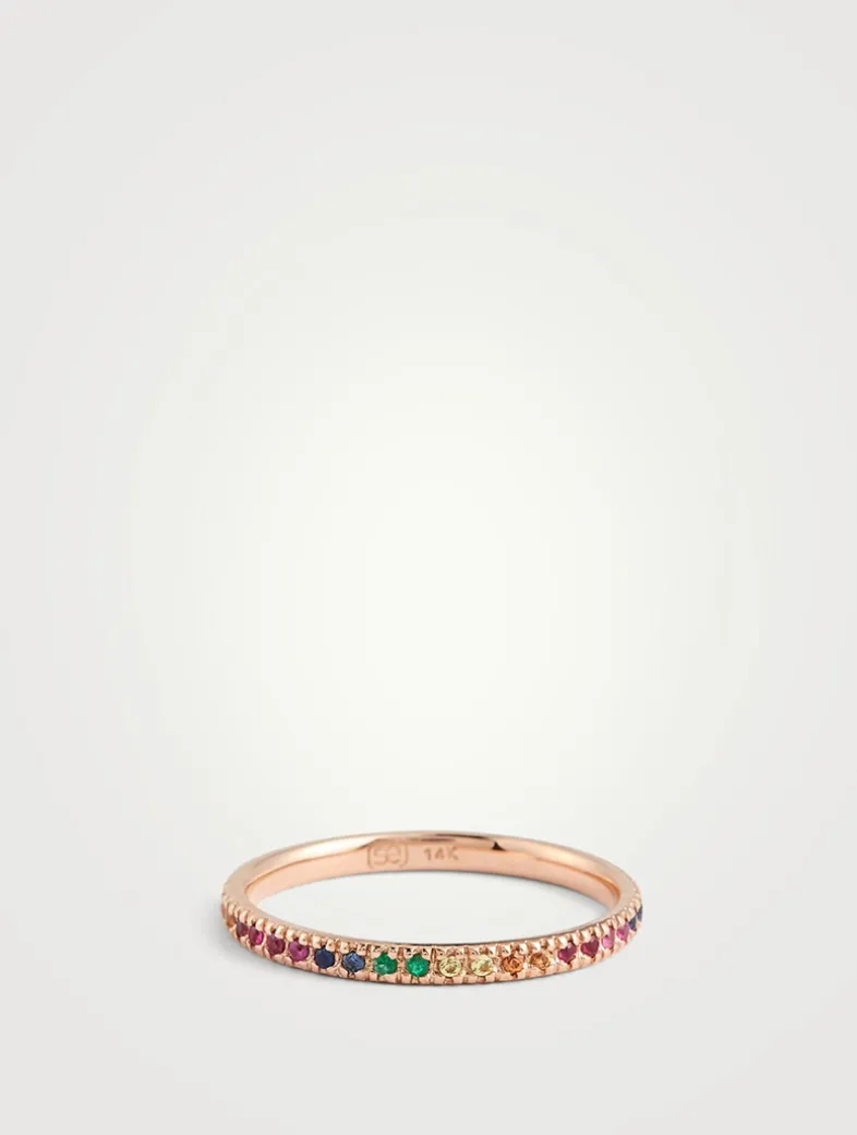 14K Rose Gold Eternity Ring With Multicolour Stones