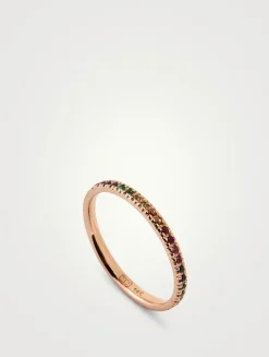 14K Rose Gold Eternity Ring With Multicolour Stones