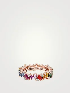 18K Rose Gold Frenzy Rainbow Sapphire Eternity Band