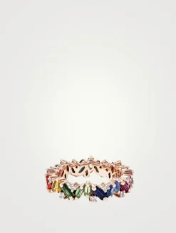 18K Rose Gold Frenzy Rainbow Sapphire Eternity Band