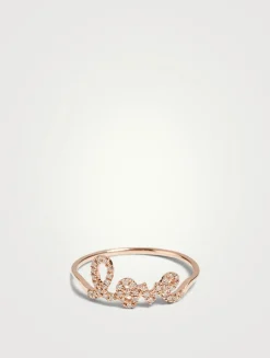 14K Rose Gold Love Ring With Diamonds
