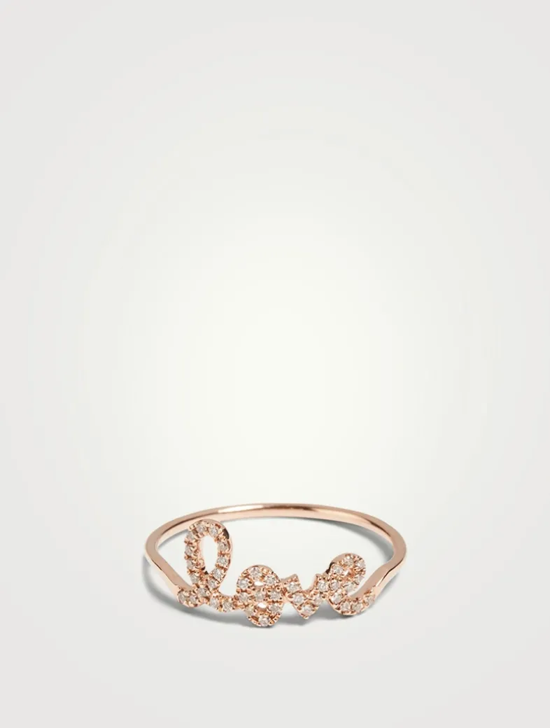 14K Rose Gold Love Ring With Diamonds