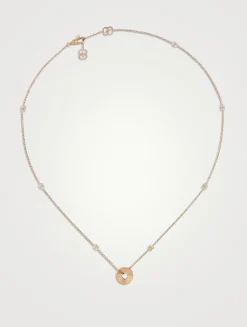 18K Rose Gold Round Heart Pendant Necklace