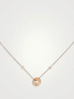 18K Rose Gold Round Heart Pendant Necklace