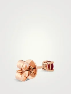 18K Rose Gold Ruby Stud Earrings