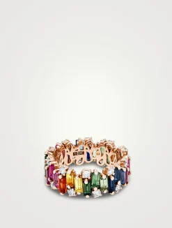 18K Rose Gold Shimmer Audrey Rainbow Sapphire Eternity Band