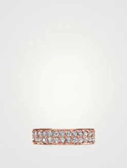 18K Rose Gold Two Row Ear Cuff With Diamonds