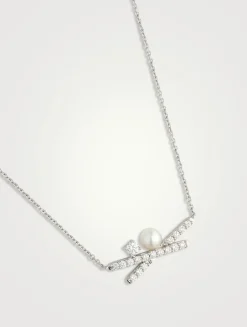 18K White Gold Akoya Pearl And Diamond Necklace