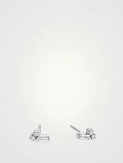 18K White Gold Bold Burst Mini Diamond Stud Earrings