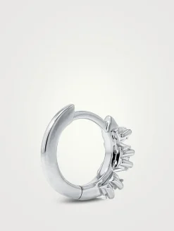 18K White Gold Bold Diamond Huggie Hoop Earrings