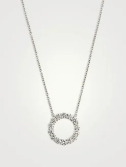 18K White Gold Circle Necklace With Diamonds