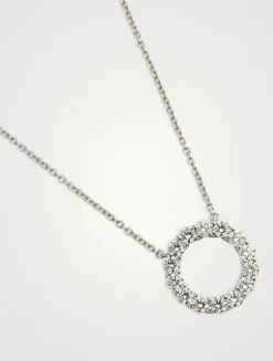 18K White Gold Circle Necklace With Diamonds