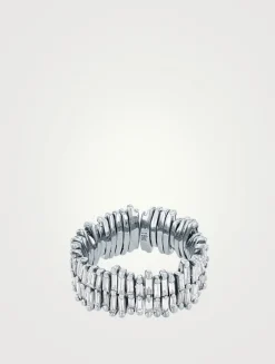 18K White Gold Classic Diamond Double Row Full Baguette Eternity Band