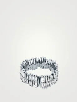 18K White Gold Classic Diamond Double Row Full Baguette Eternity Band