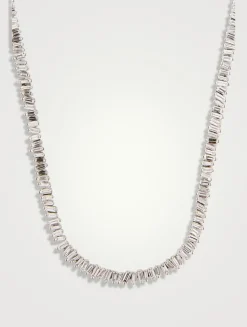 18K White Gold Classic Diamond Tennis Necklace