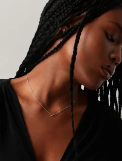 14K White Gold Fine Diamond Solitaire Pendant Necklace