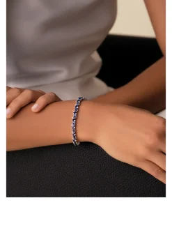 18K White Gold Frenzy Dark Blue Sapphire Tennis Bracelet