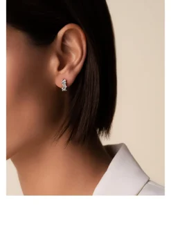 18K White Gold Frenzy Diamond Huggie Hoop Earrings