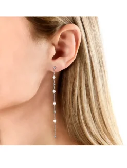 18K White Gold Freshwater Pearl And Diamond Earrings