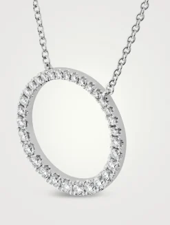 18K White Gold Graduated Diamond Circle Necklace