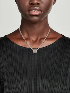 18K White Gold Infinite Triple Row Diamond Rondelle Pendant Necklace