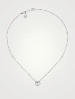 18K White Gold Round Heart Pendant Necklace