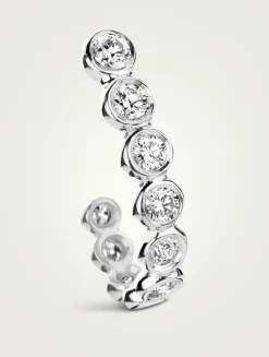 18K White Gold Semi Hoop Earring