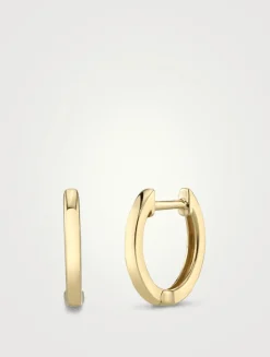 18K Yellow Gold Classic Huggie Hoop Earrings