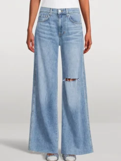 Kacey Mid-Rise Wide-Leg Raw Jeans