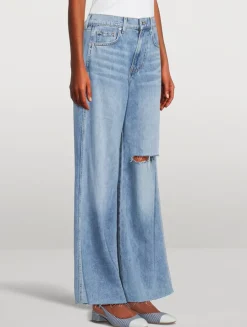 Kacey Mid-Rise Wide-Leg Raw Jeans