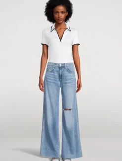 Kacey Mid-Rise Wide-Leg Raw Jeans